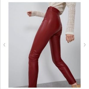 Zara red faux leather pants - M